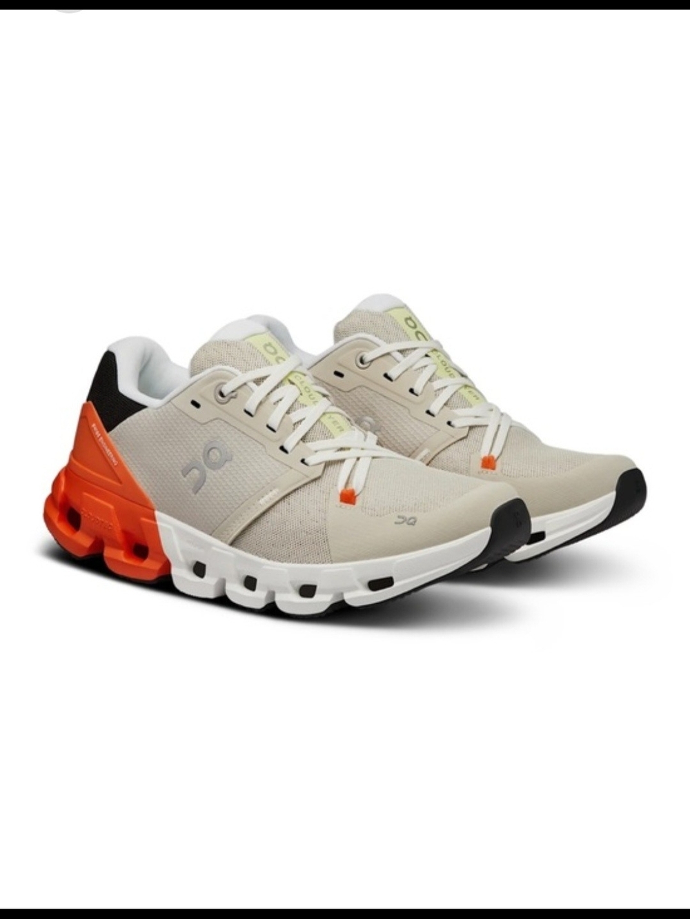 On Cloud Cloudflyer Sneakers in Light Beige with Orange Heel